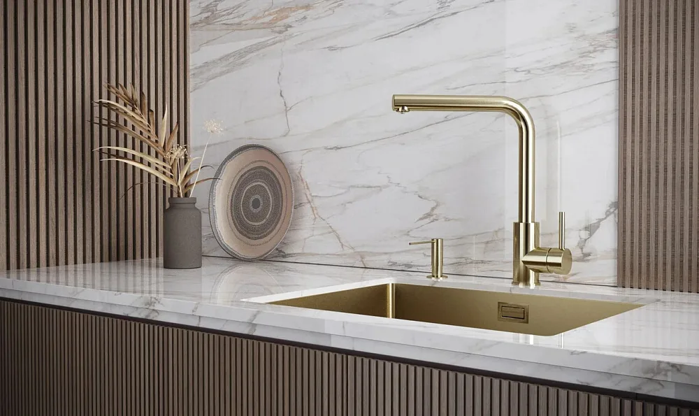 Смеситель для кухни Paulmark Twin Twin Tw213622-LG светлое золото Sancos — официальный сайт