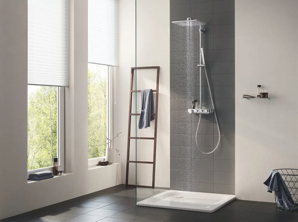 Душевая стойка Grohe Euphoria SmartControl 310 Duo Cube 26508000, с термостатом Sancos — официальный сайт