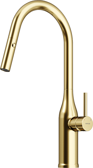 Смеситель для кухни Sancos Grand SC4002BG с вытяжным изливом, брашированное золото