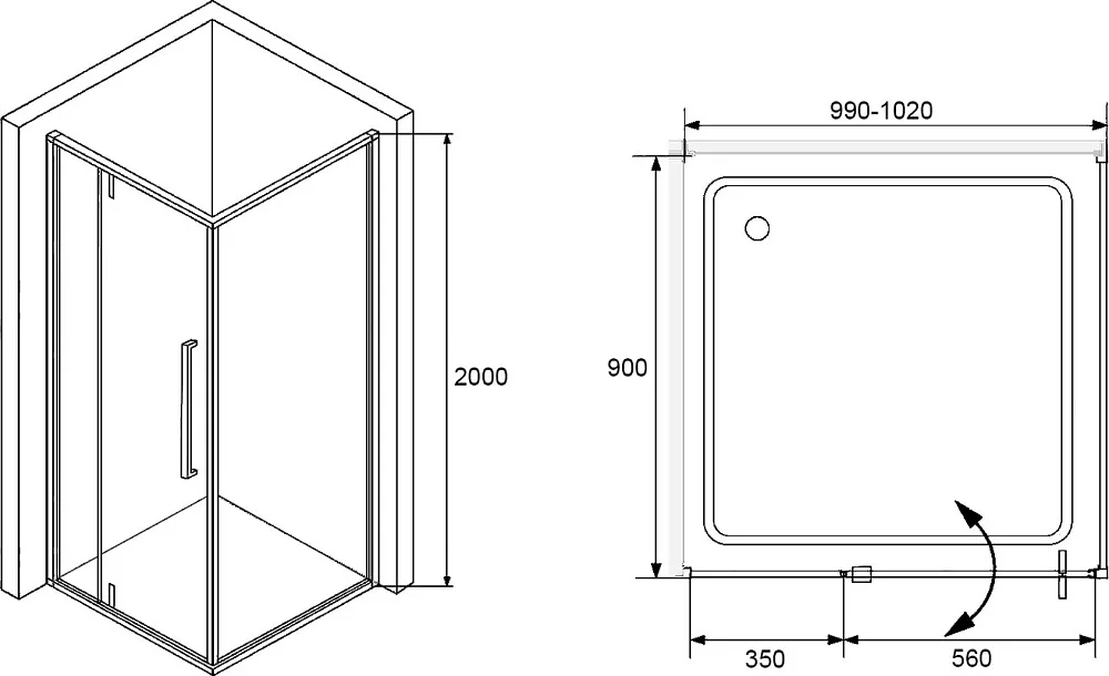 Душевой уголок RGW Stilvoll SV-03+90 см (99-102)x90x200 профиль хром, стекло прозрачное Sancos — официальный сайт