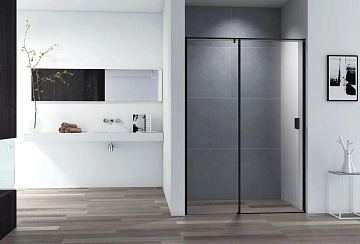 Душевая дверь в нишу Cezares Urban B 12 100 C Nero профиль черный, стекло прозрачное