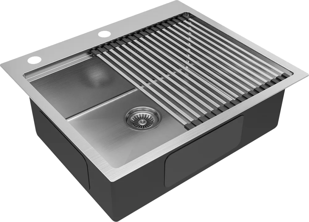 Мойка кухонная Paulmark Kroner-Pro + Pro PM705951-BS+R405-BS брашированная сталь Sancos — официальный сайт