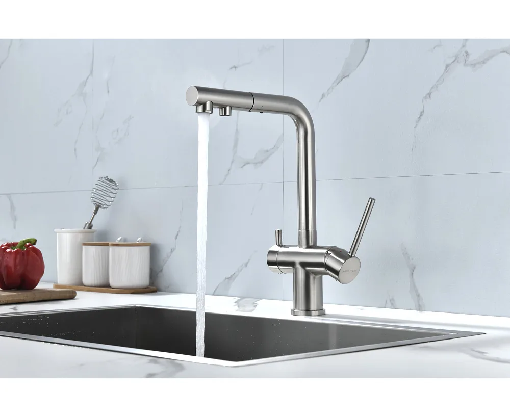 Смеситель для кухни Paulmark Serpentine Se213222-BS брашированная сталь Sancos — официальный сайт