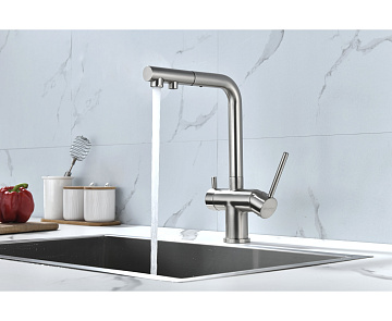 Смеситель для кухни Paulmark Serpentine Se213222-BS брашированная сталь