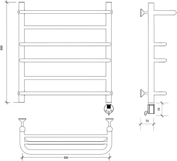 Полотенцесушитель электрический Secado Верона 2 60x50, черный, R