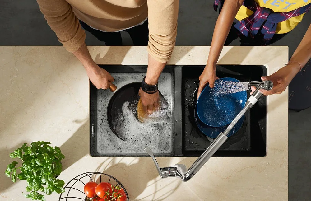 Смеситель для кухни Hansgrohe Metris M71 73800000 хром Sancos — официальный сайт