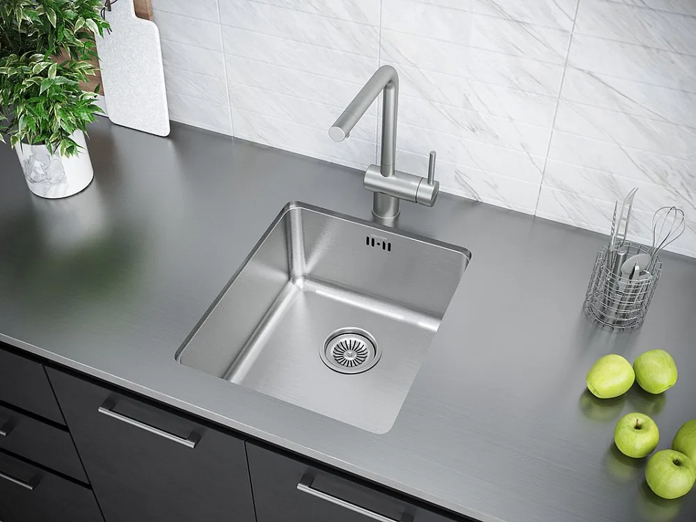 Мойка кухонная Paulmark Vista PM904438-BS брашированная нержавеющая сталь Sancos — официальный сайт