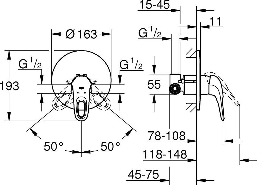 Встраиваемый смеситель Grohe Eurostyle New 33635003 С ВНУТРЕННЕЙ ЧАСТЬЮ
