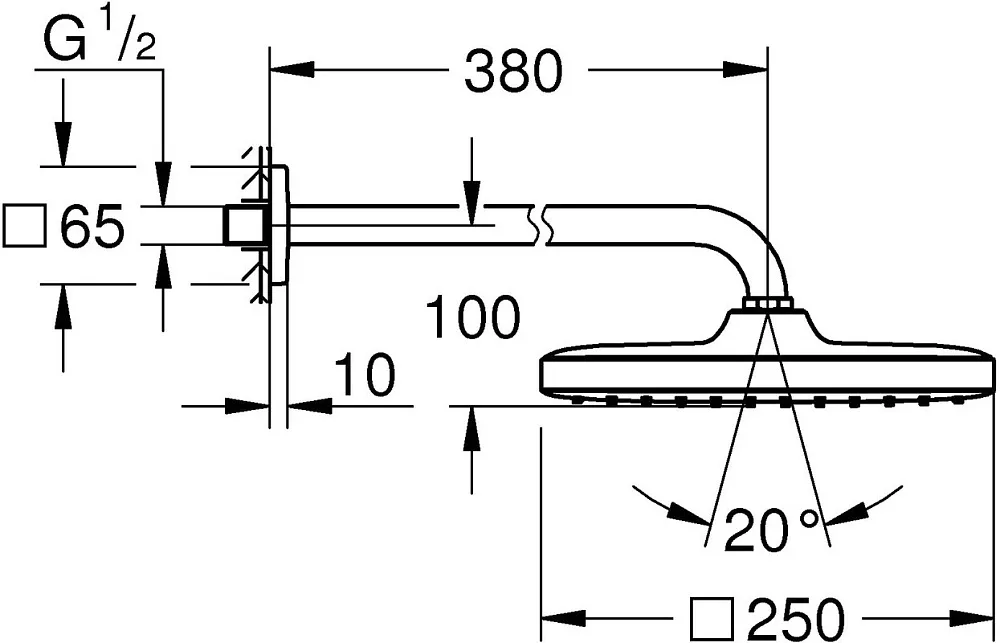 Верхний душ Grohe Tempesta 250 Cube 26682000 Sancos — официальный сайт