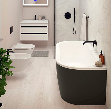 Акриловая ванна Cezares Slim 180x80 см, SLIM WALL-180-80-60-NERO-SET