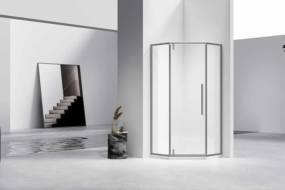 Душевой уголок Vincea Slim-N VSP-4SN900CLGM 90х90, профиль вороненая сталь, стекло прозрачное Sancos — официальный сайт