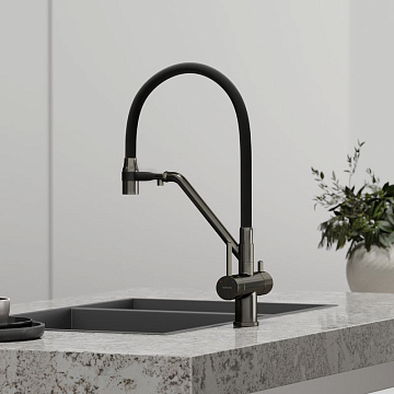 Смеситель для кухни Sancos Dora SC4003GG с гибким изливом, вороненая сталь