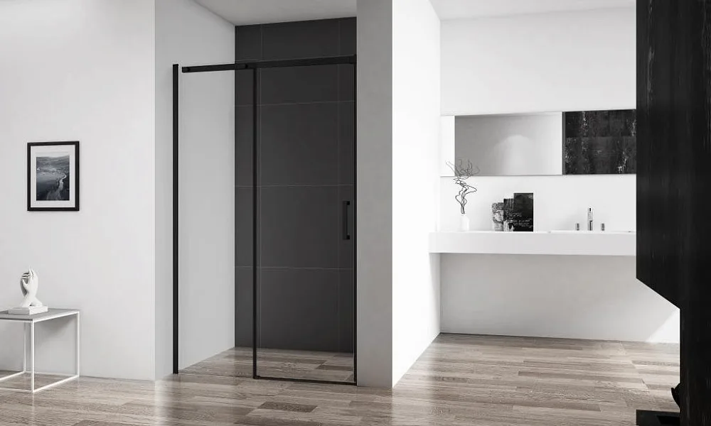 Душевая дверь в нишу BelBagno Acqua -BF-1-150-C-NERO профиль черный матовый Sancos — официальный сайт