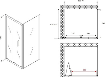 Душевой уголок Abber Sonnenstrand AG07090-S70 90x70, профиль хром, стекло прозрачное