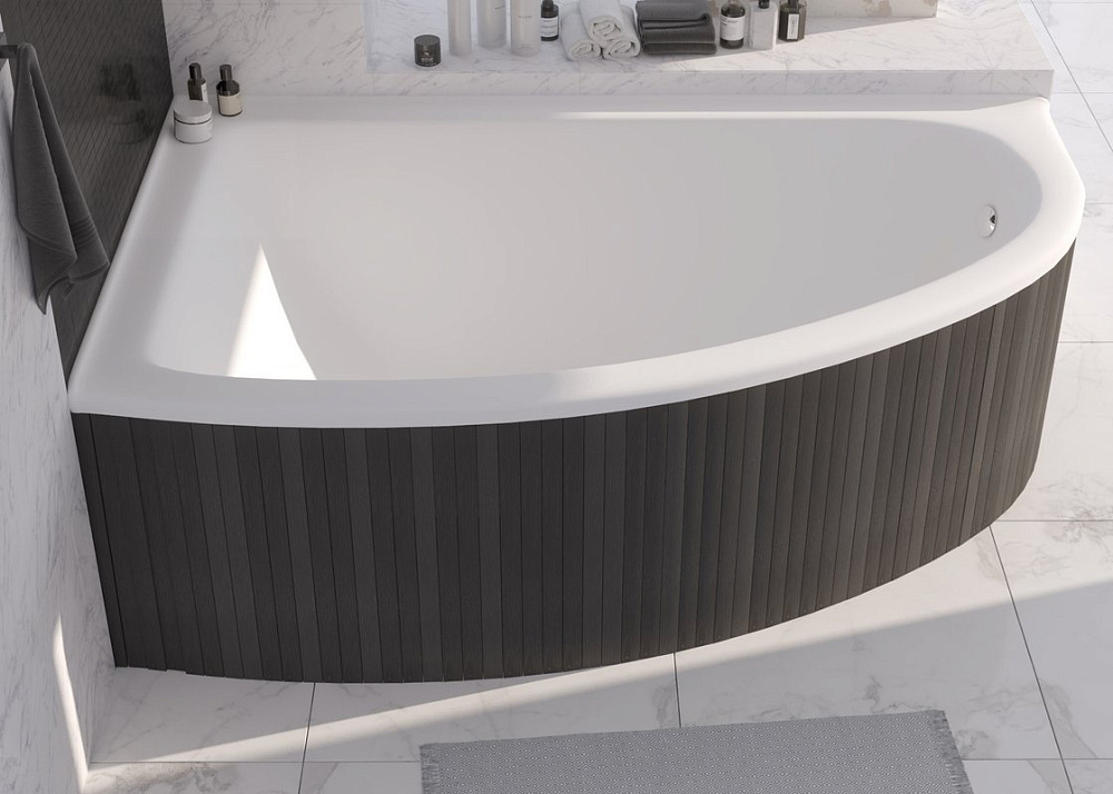 Ванна из искусственного камня Marmo Bagno Альба L 105x170 см, угловая, левая, пристенная, белая, аси