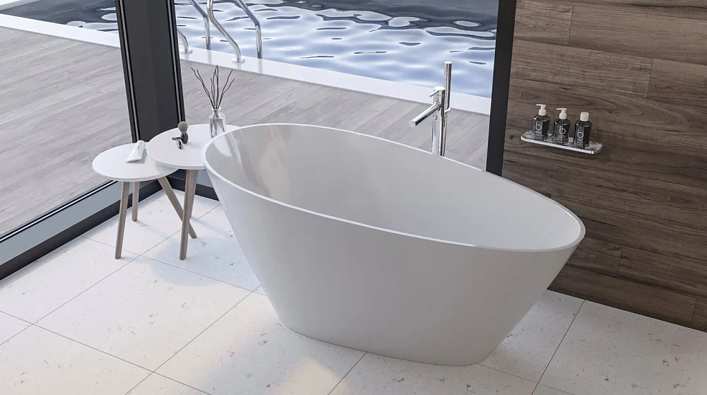 Ванна из искусственного камня WHITECROSS Spinel C 150x70 см, отдельностоящая, белая, овальная, с дон Sancos — официальный сайт