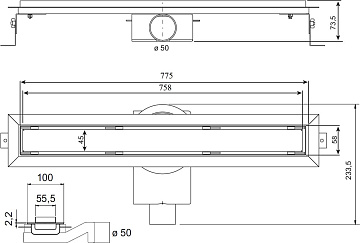 Душевой трап (лоток) Plumberia Selection PST In-Tile 80 см, черный матовый