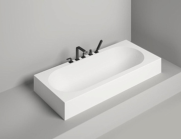 Ванна из искусственного камня Salini Ornella S-Sense 180x80 см, встраиваемая, матовая белая, на ножк