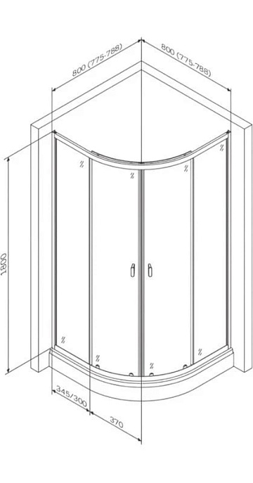 Душевой уголок AM.PM X-Joy Twin Slide W88G-205-080BT64 80x80, профиль черный
