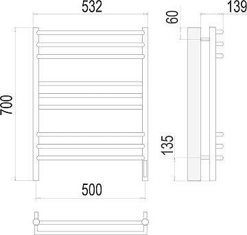 Полотенцесушитель электрический Terminus Прато П9 500х700
