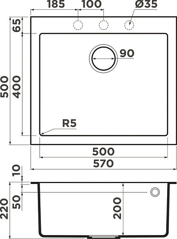 Мойка кухонная Omoikiri Bosen 57A-GB графит
