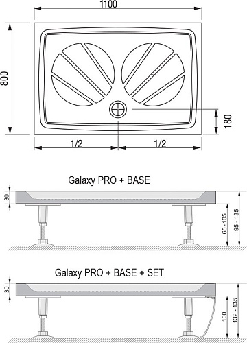 Поддон для душа Ravak Galaxy Pro Gigant Pro 110x80