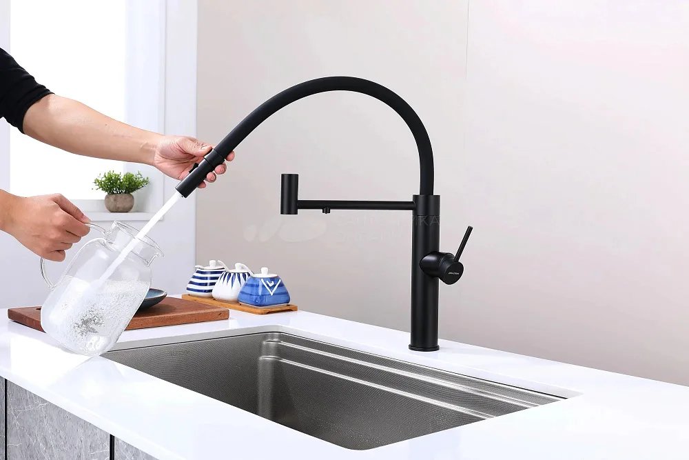 Смеситель для кухни Paulmark Ganymede Ga213199-AN с гибким изливом, антрацит Sancos — официальный сайт