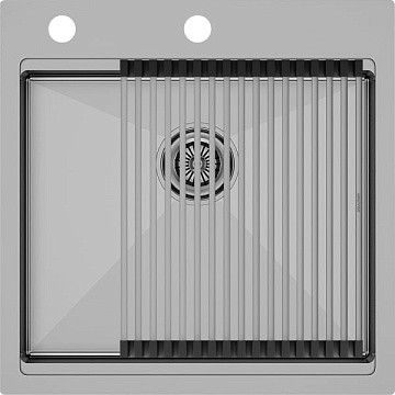 Мойка кухонная Paulmark Kroner + Pro PM705151-BS+R405-BS брашированная сталь