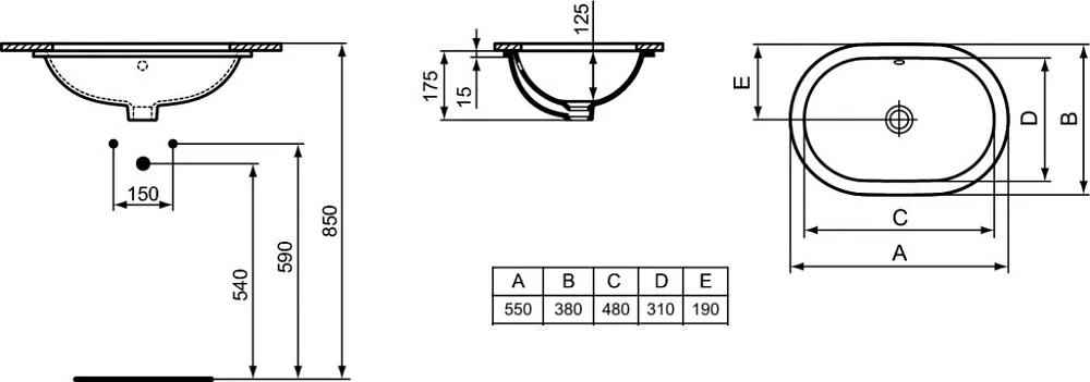 Раковина Ideal Standard Connect E504801 55 см Sancos — официальный сайт