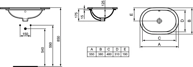 Раковина Ideal Standard Connect E504801 55 см Sancos — Оригинал