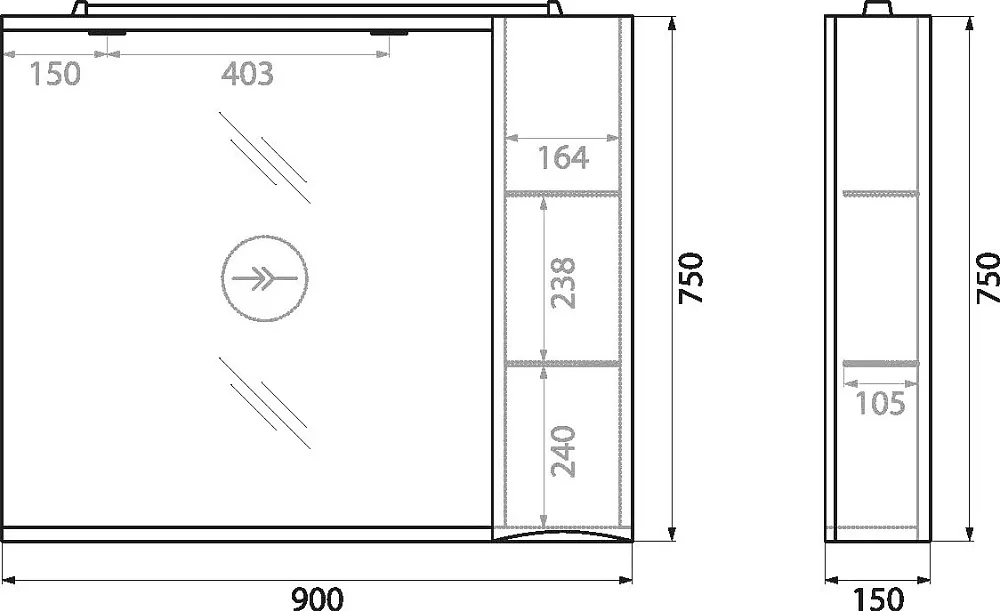 Зеркало BelBagno Marino 90 R 90 Sancos — официальный сайт