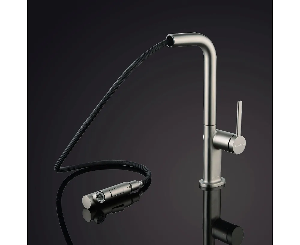 Смеситель для кухни Paulmark Neo Ne214419-BS, брашированная сталь Sancos — официальный сайт