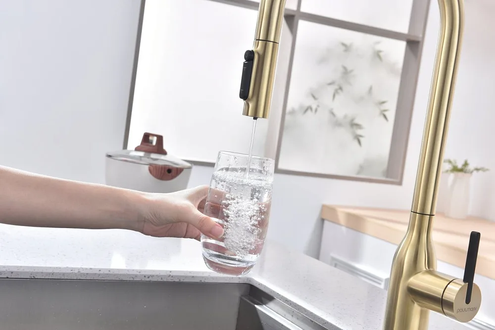 Смеситель для кухни Paulmark Universal Un213880-SBG светлое брашированное золото Sancos — официальный сайт