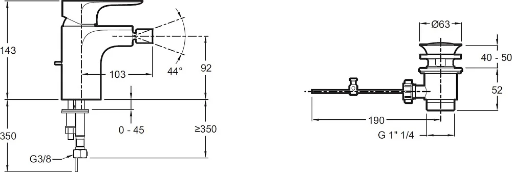 Смеситель для биде Jacob Delafon Aleo E72279-CP Sancos — официальный сайт