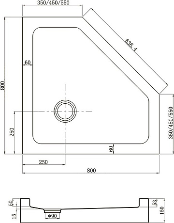 Поддон для душа Veconi Tezeo acrylic TZ-53B 80x80, черный