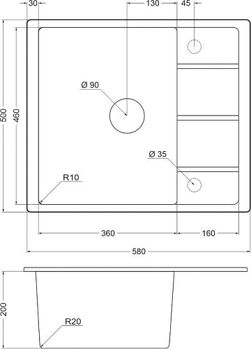 Мойка кухонная Emar Quartz EMQ-1580.Q, агат