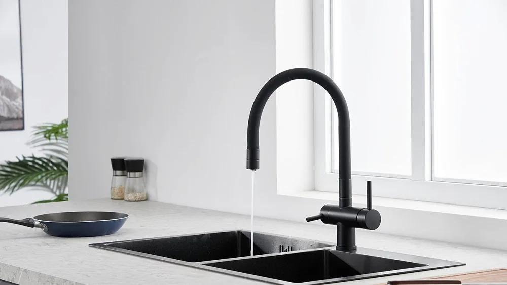 Смеситель для кухни Emar Steel ЕС - 3015 black Sancos — официальный сайт