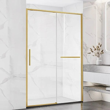 Душевая дверь в нишу Vincea Slim Soft VDS-1SS120CLG 120 см профиль брашированное золото, стекло проз