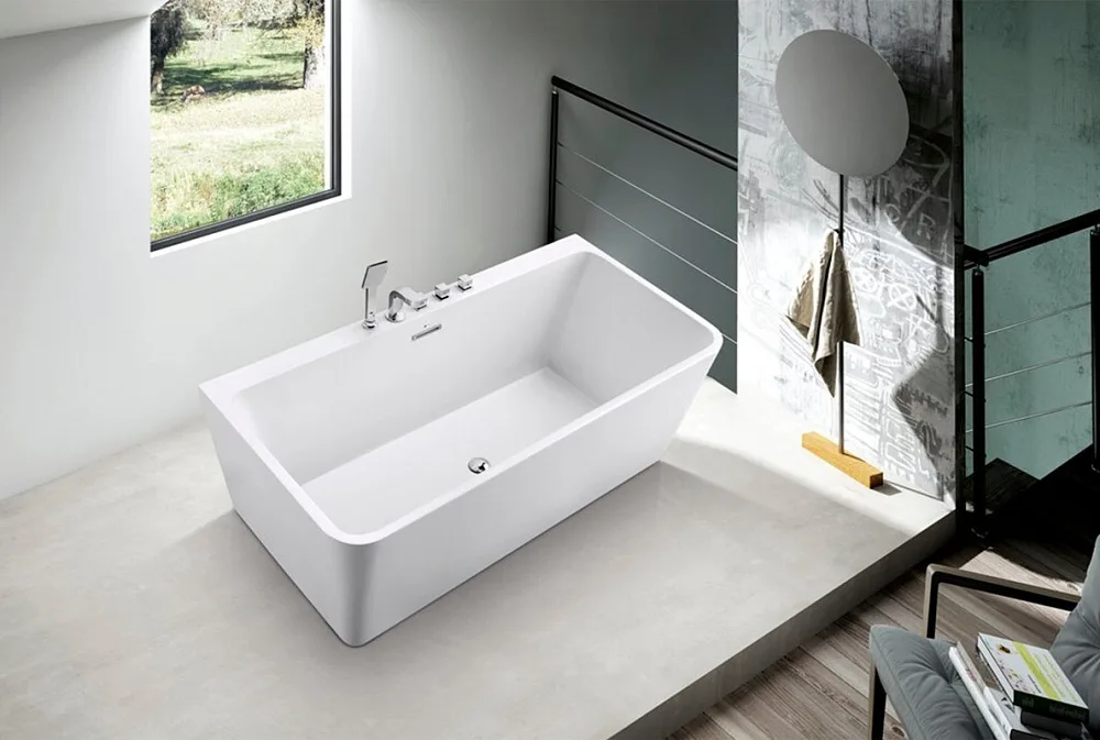 Акриловая ванна Esbano Paris SM 170x85 см, отдельностоящая, белая, со сливом-переливом Sancos — официальный сайт