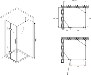 Душевой уголок Abber Zart AG08100-S101 100х100, профиль хром, стекло прозрачное