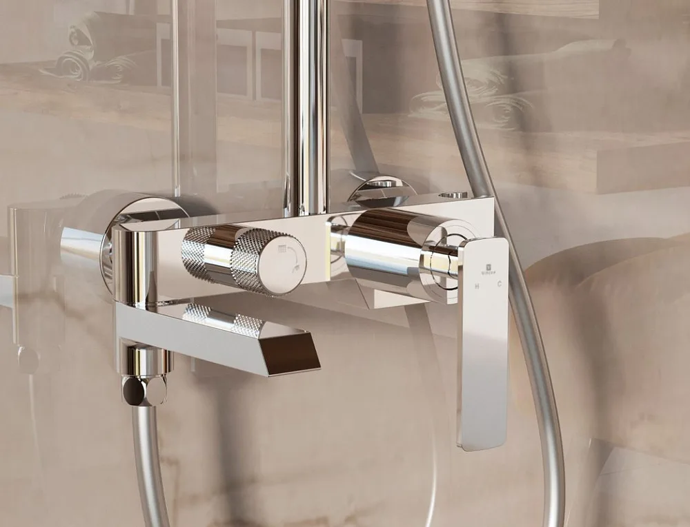 Душевая стойка Vincea VSFS-413CH с изливом, хром Sancos — официальный сайт