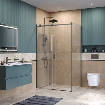 Душевой уголок BelBagno Soft Close-2 AH-1-120/90-C-GM профиль оружейная сталь
