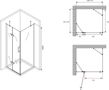 Душевой уголок Abber Zart AG08110-S101 110х100, профиль хром, стекло прозрачное