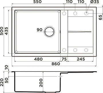 Мойка кухонная Omoikiri Sumi 86A-GB графит
