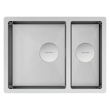 Мойка кухонная Paulmark Next 58/2S UNI PM225844-BS брашированная нержавеющая сталь