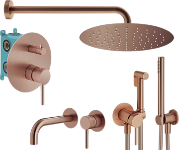 Комплект для ванной Plumberia Selection Ixo KITZXO18RS210 С ВНУТРЕННЕЙ ЧАСТЬЮ, медь брашированная