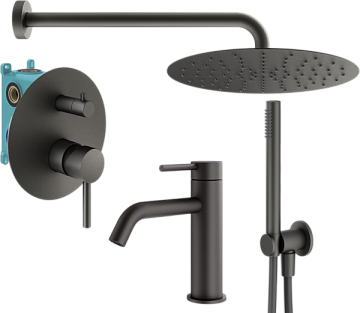 Комплект для ванной Plumberia Selection Ixo KITXO18GR53 С ВНУТРЕННЕЙ ЧАСТЬЮ, графит матовый