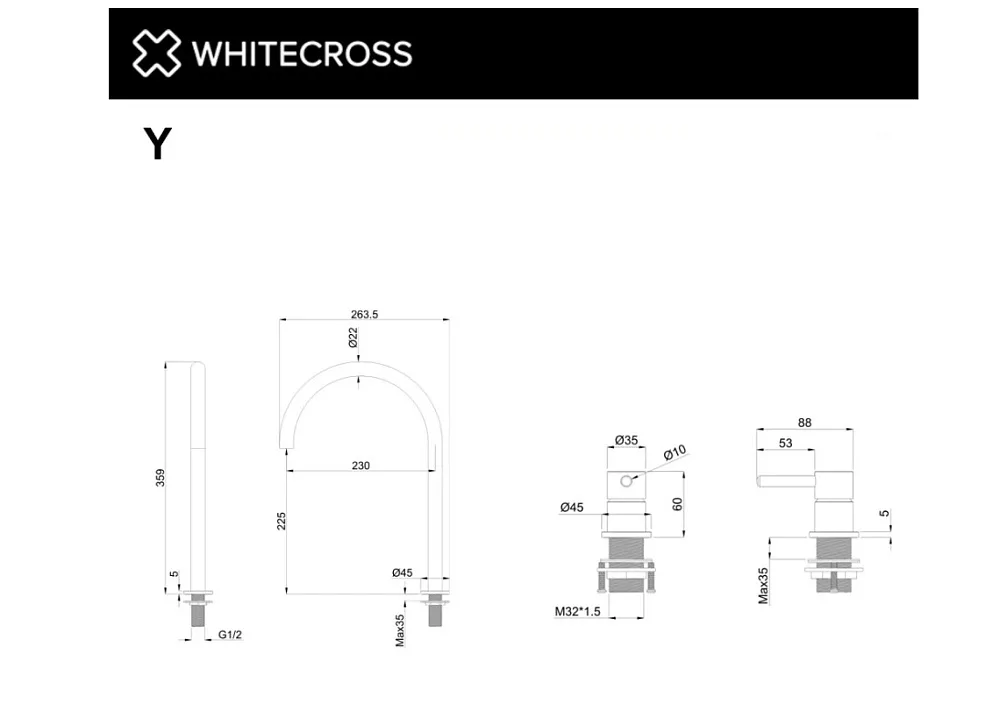 Смеситель для раковины WHITECROSS Y Y1218GM оружейная сталь Sancos — официальный сайт