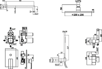 Комплект для ванной Paffoni Elle KITZEL015CR/M С ВНУТРЕННЕЙ ЧАСТЬЮ, верхний душ 20 см, хром