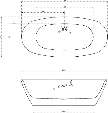 Акриловая ванна Abber 180x85 см, AB9205